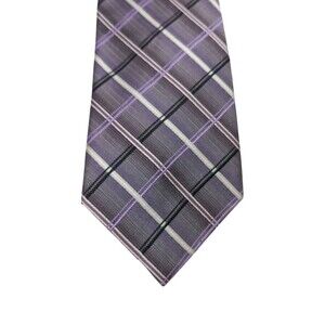 Burma Bibas Black Purple White Geometric Sriped 100% Silk Men’s Neck Tie